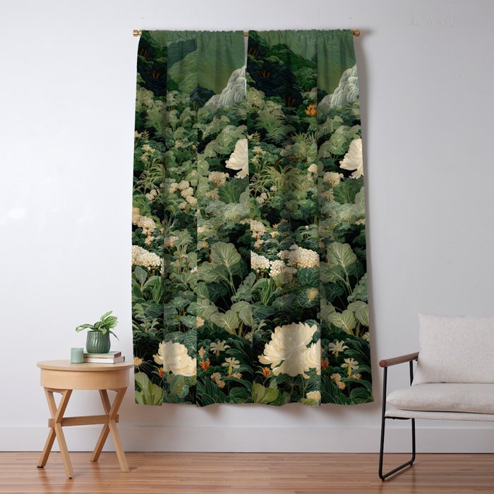 Japanese Wall Art Flower Poster maximalist wall art floral Japandi Wall Art botanical Sage Green Art Window Curtain Gallery Image 5