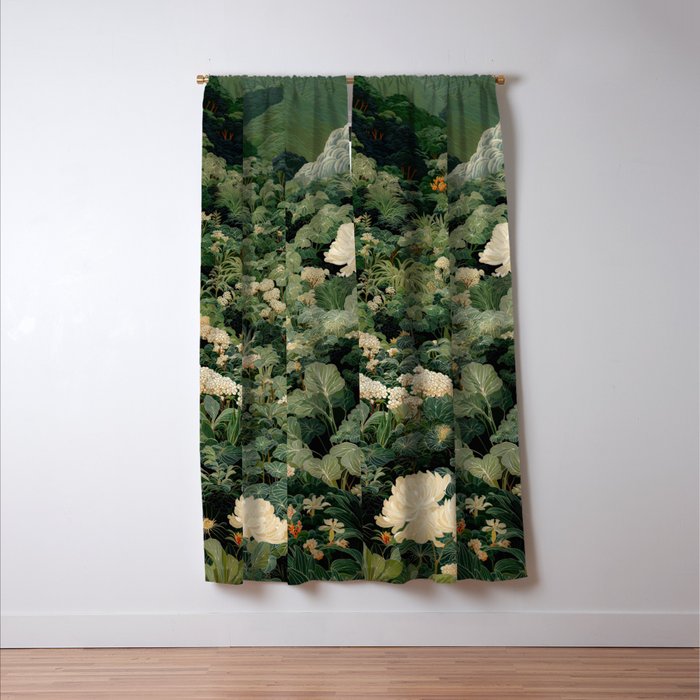 Japanese Wall Art Flower Poster maximalist wall art floral Japandi Wall Art botanical Sage Green Art Window Curtain Gallery Image 3