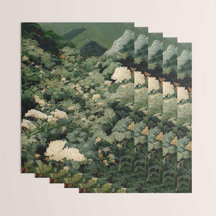 Japanese Wall Art Flower Poster maximalist wall art floral Japandi Wall Art botanical Sage Green Art Wrapping Paper Gallery Image 3