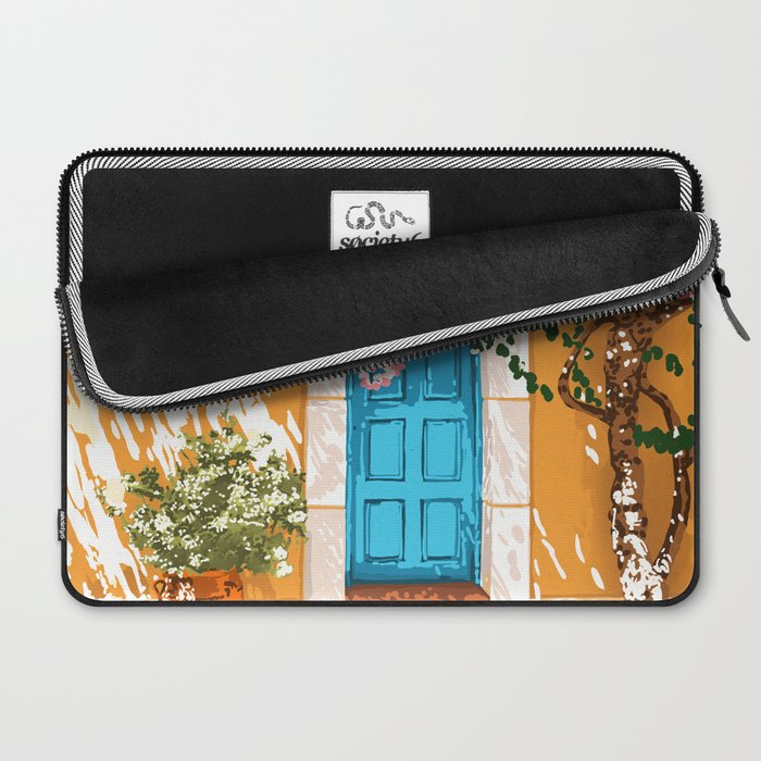 Oh The Places You Will Go | Spanish Bougainvillea Villa architecture Buildings | Boho Summer Travel Laptop Sleeve Gallery Image 2