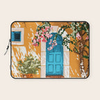 Oh The Places You Will Go | Spanish Bougainvillea Villa architecture Buildings | Boho Summer Travel Laptop Sleeve Gallery Image 1