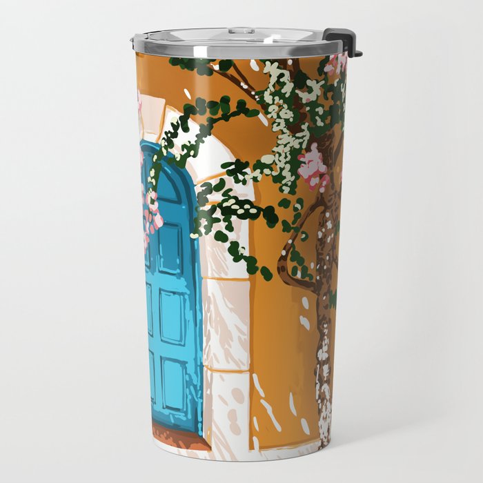 Oh The Places You Will Go | Spanish Bougainvillea Villa architecture Buildings | Boho Summer Travel Travel Mug Gallery Image 2