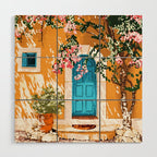 Oh The Places You Will Go | Spanish Bougainvillea Villa architecture Buildings | Boho Summer Travel Wood Wall Art Gallery Image 1