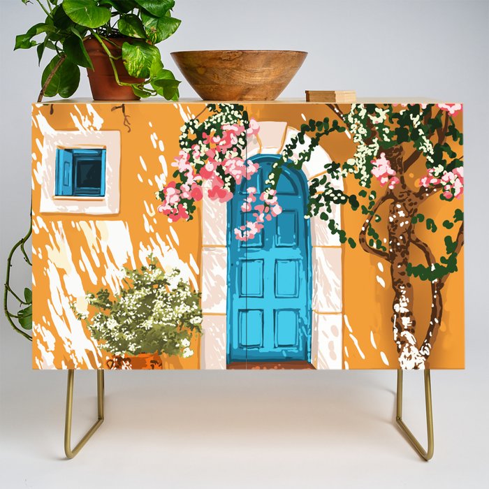 Oh The Places You Will Go | Spanish Bougainvillea Villa architecture Buildings | Boho Summer Travel Credenza Gallery Image 1