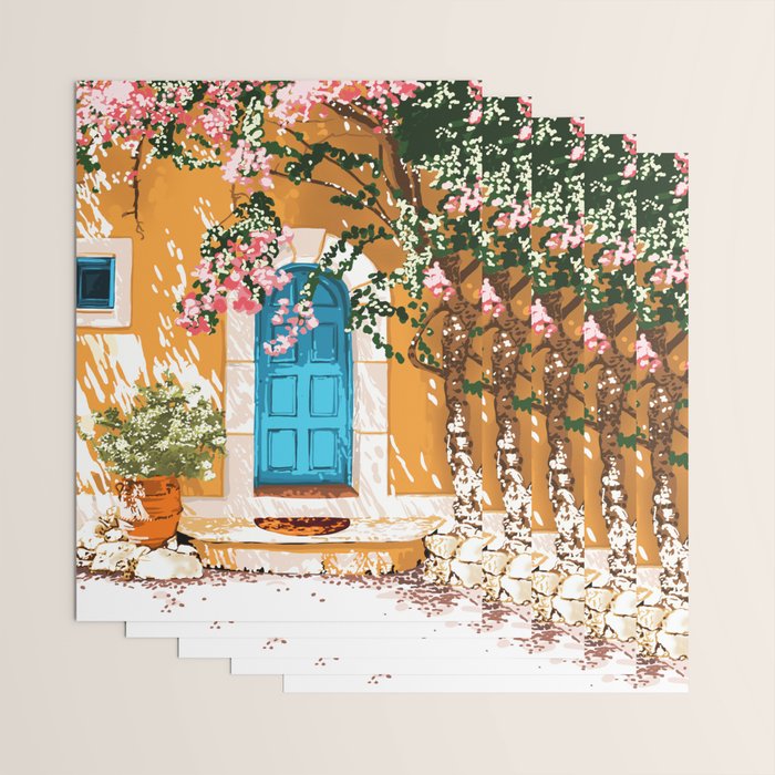 Oh The Places You Will Go | Spanish Bougainvillea Villa architecture Buildings | Boho Summer Travel Wrapping Paper Gallery Image 3
