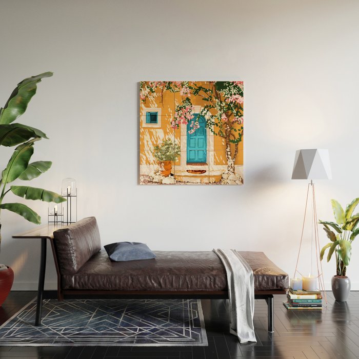 Oh The Places You Will Go | Spanish Bougainvillea Villa architecture Buildings | Boho Summer Travel Wood Wall Art Gallery Image 2