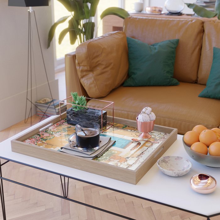 Oh The Places You Will Go | Spanish Bougainvillea Villa architecture Buildings | Boho Summer Travel Serving Tray Gallery Image 2