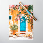 Oh The Places You Will Go | Spanish Bougainvillea Villa architecture Buildings | Boho Summer Travel Wrapping Paper Gallery Image 1