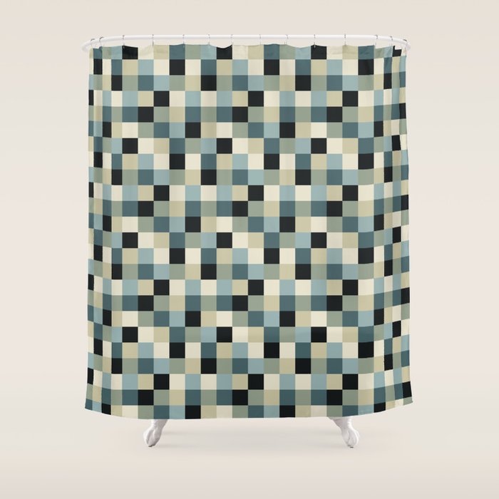 Bold Muted Checks Pattern - Small III Shower Curtain Gallery Image 1