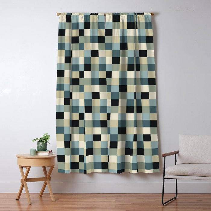 Bold Muted Checks Pattern - Small III Window Curtain Gallery Image 5
