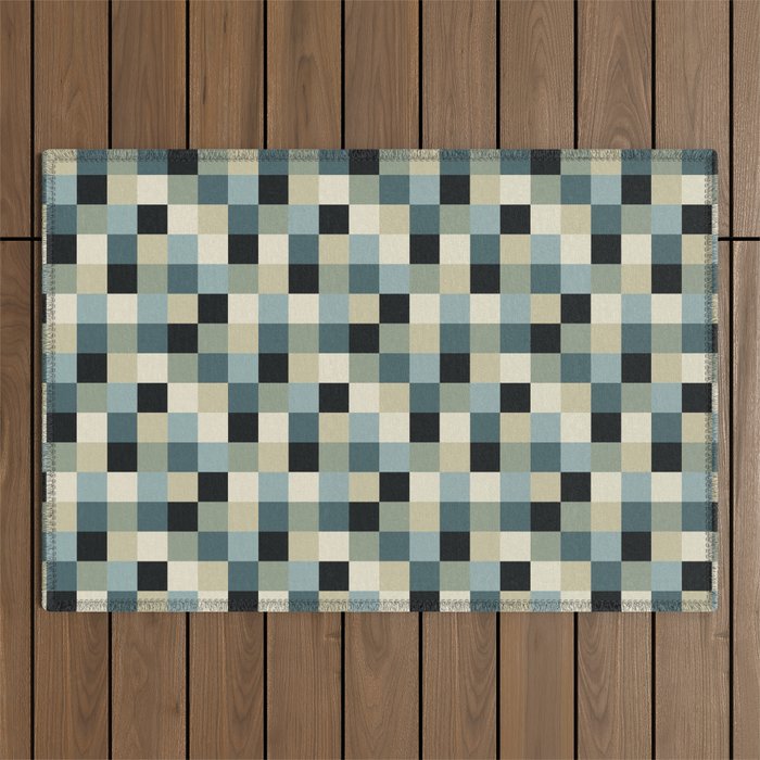Bold Muted Checks Pattern - Small III Outdoor Rug Gallery Image 1