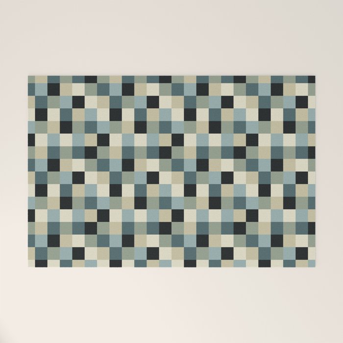 Bold Muted Checks Pattern - Small III Welcome Mat Gallery Image 1