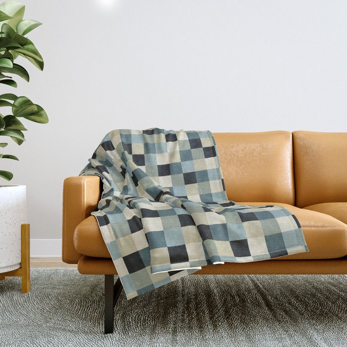 Bold Muted Checks Pattern - Small III Throw Blanket Gallery Image 1