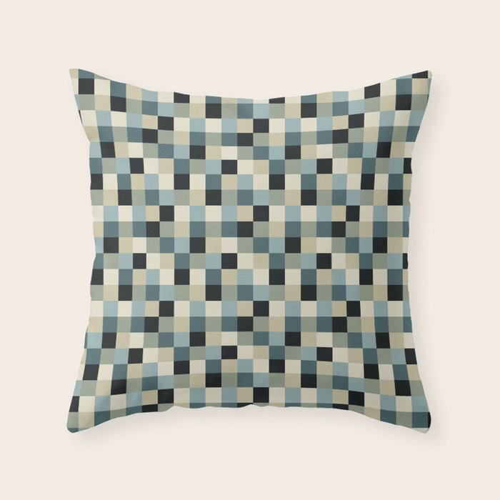 Bold Muted Checks Pattern - Small III Throw Pillow Gallery Image 1
