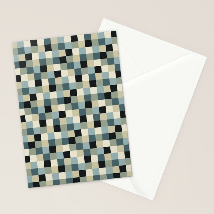 Bold Muted Checks Pattern - Small III Stationery Card Gallery Image 2