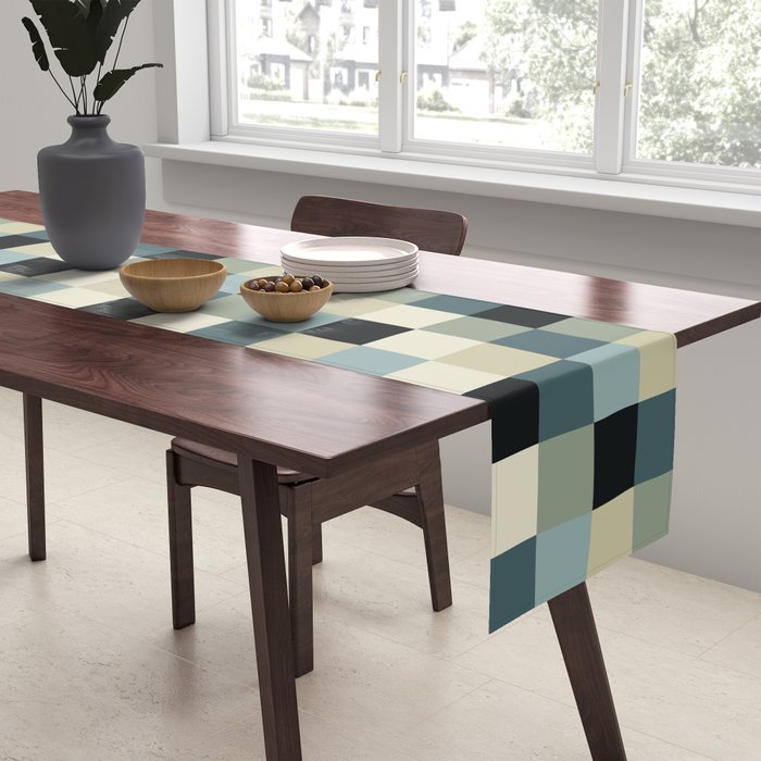Bold Muted Checks Pattern - Small III Table Runner Gallery Image 2