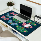 Folk Floral Moths and Butterflies Blue Desk Mat Gallery Image 2