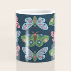 Folk Floral Moths and Butterflies Blue Coffee Mug Gallery Image 4