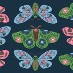 Folk Floral Moths and Butterflies Blue Coffee Mug Gallery Image 2
