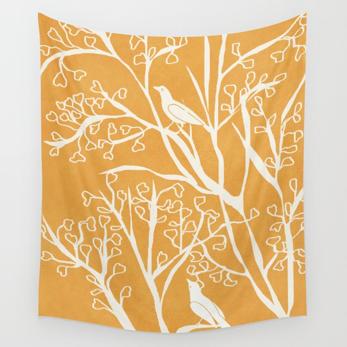 Birds on Branches 03 Wall Tapestry Gallery Image 1