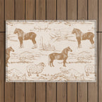 Clydesdale Horses in The Scottish Landscape  Outdoor Rug Gallery Image 1