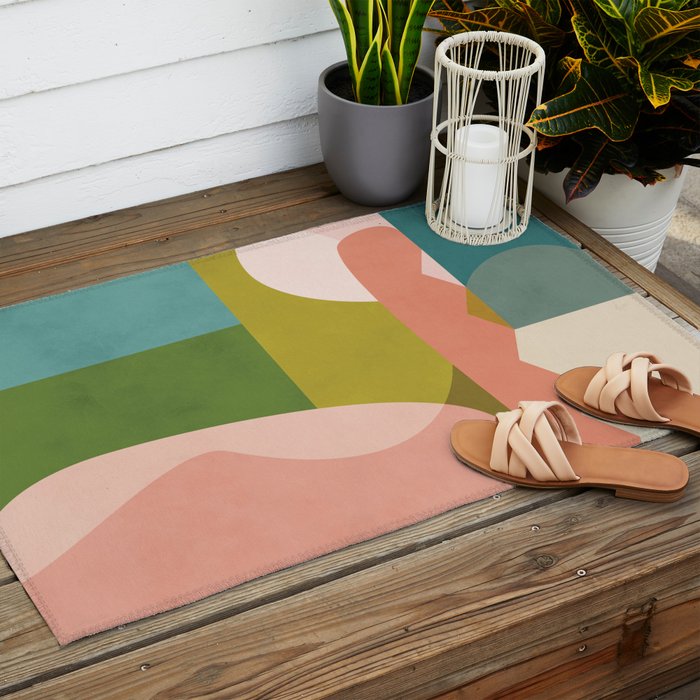 shapes geometry art mid century Outdoor Rug Gallery Image 2