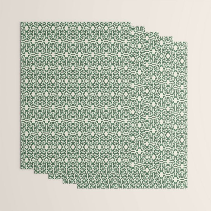 Hunter Green Leaf Motif Wrapping Paper Gallery Image 3