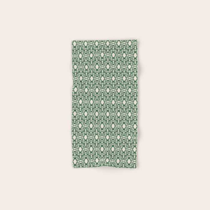 Hunter Green Leaf Motif Bath Towel Gallery Image 1