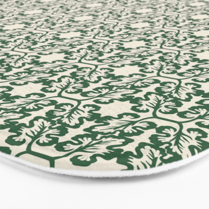 Hunter Green Leaf Motif Bath Mat Gallery Image 3
