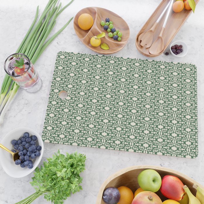 Hunter Green Leaf Motif Cutting Board Gallery Image 2