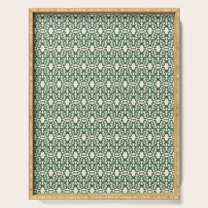 Hunter Green Leaf Motif Serving Tray Gallery Image 1
