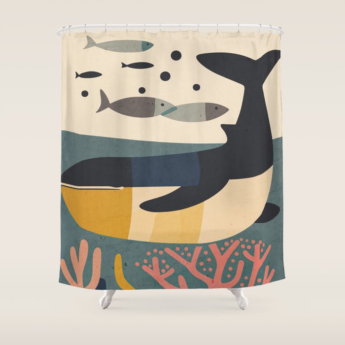 Drifting Whale Shower Curtain Gallery Image 1