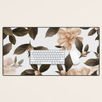 seamless pattern with graphic lush flowers Desk Mat Gallery Image 1