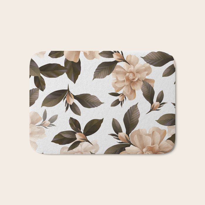 seamless pattern with graphic lush flowers Bath Mat Gallery Image 1