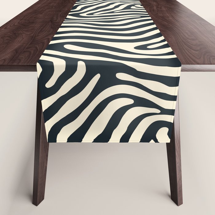 Abstract black and white stripe line pattern Table Runner Gallery Image 1