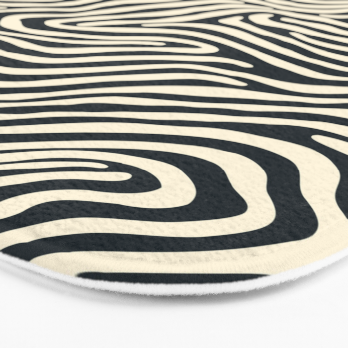 Abstract black and white stripe line pattern Bath Mat Gallery Image 3