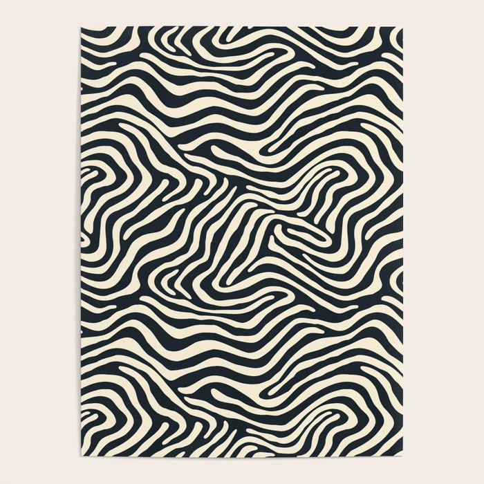 Abstract black and white stripe line pattern Poster Gallery Image 1