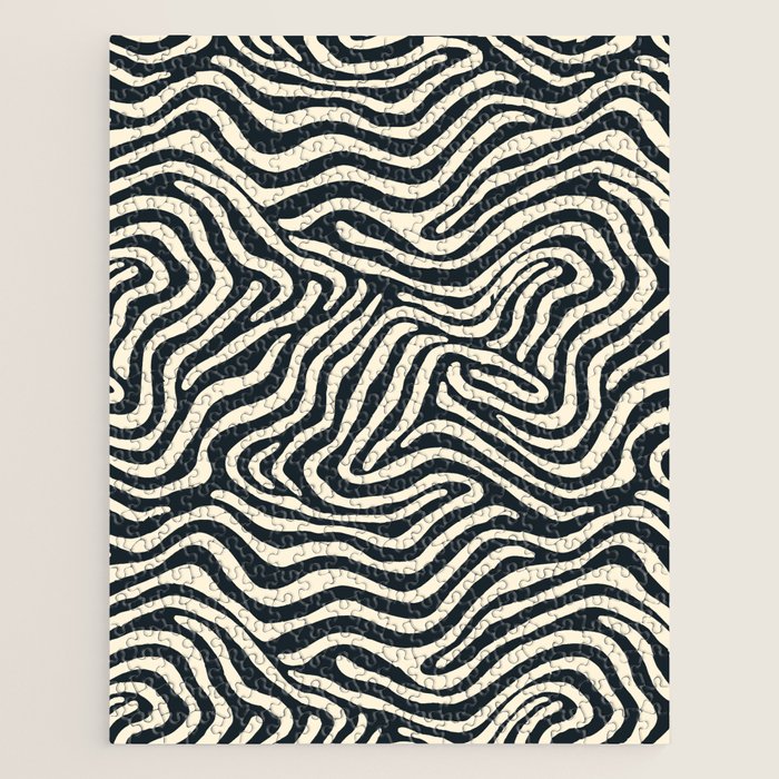 Abstract black and white stripe line pattern Jigsaw Puzzle Gallery Image 1