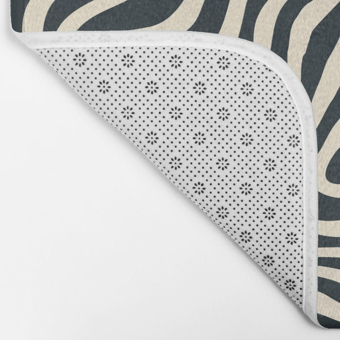 Abstract black and white stripe line pattern Bath Mat Gallery Image 2