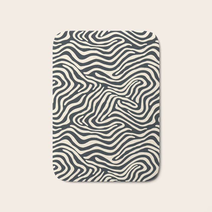 Abstract black and white stripe line pattern Bath Mat Gallery Image 1