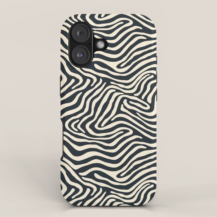 Abstract black and white stripe line pattern iPhone Case Gallery Image 1