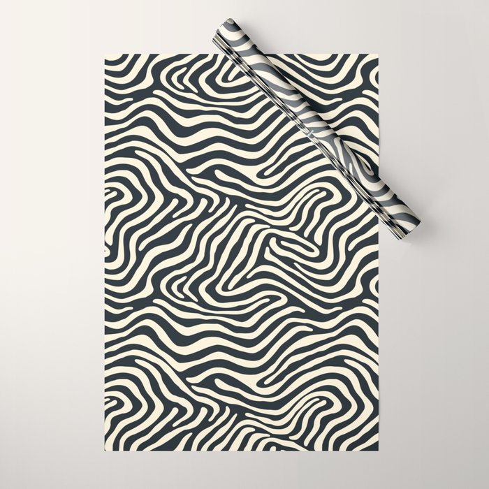 Abstract black and white stripe line pattern Wrapping Paper Gallery Image 1
