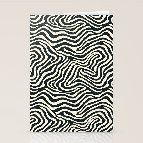 Abstract black and white stripe line pattern Stationery Card Gallery Image 1
