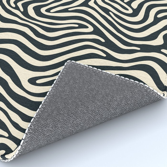 Abstract black and white stripe line pattern Rug Gallery Image 4