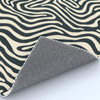 Abstract black and white stripe line pattern Rug Gallery Image 4