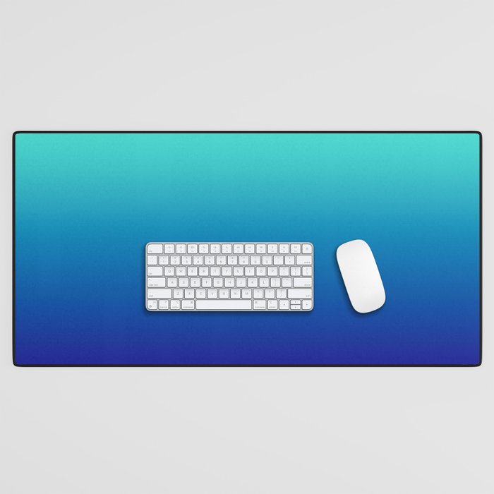 Turquoise Ultramarine Blue Gradient Desk Mat Gallery Image 1