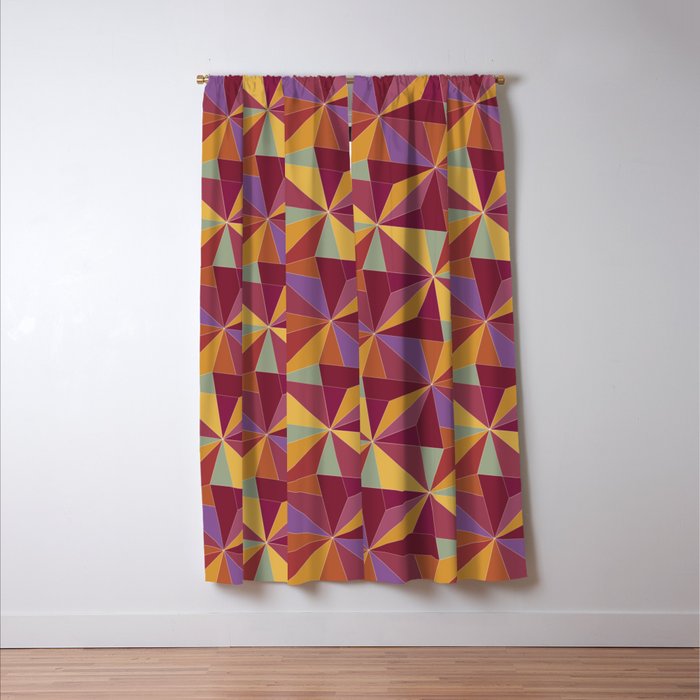 Kaleidoscope Tile Pattern X Vibrant Tropical Window Curtain Gallery Image 3