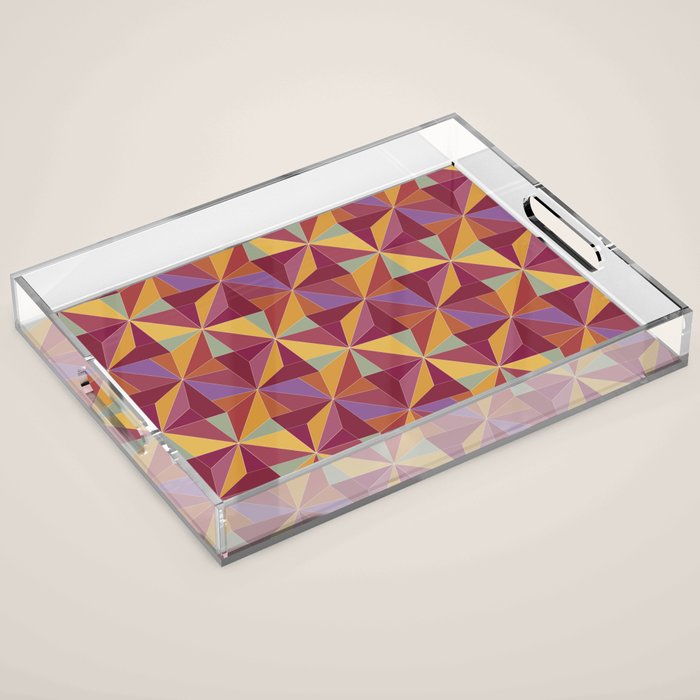 Kaleidoscope Tile Pattern X Vibrant Tropical Acrylic Tray Gallery Image 1