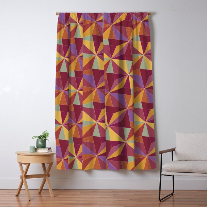 Kaleidoscope Tile Pattern X Vibrant Tropical Window Curtain Gallery Image 5