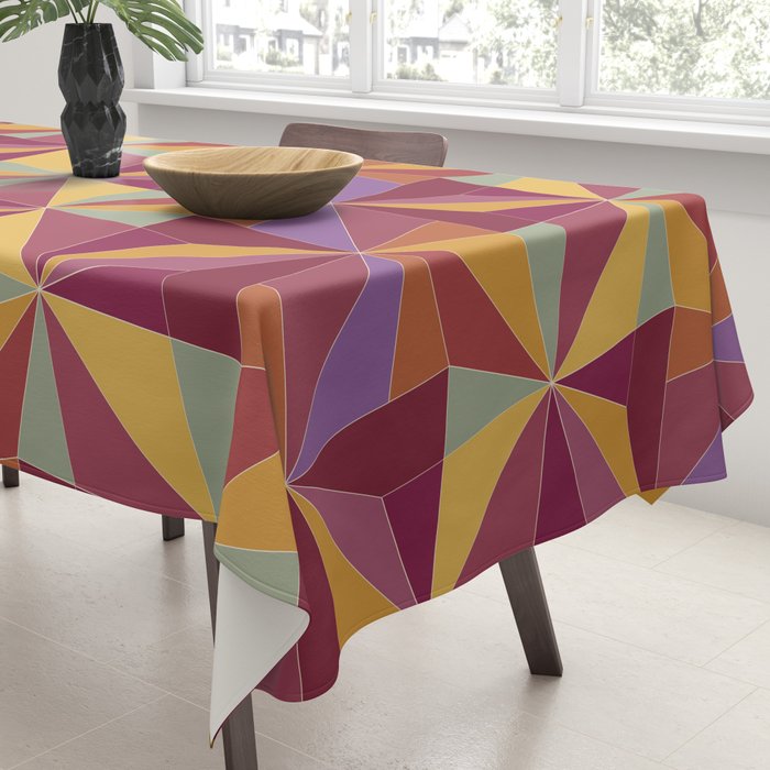 Kaleidoscope Tile Pattern X Vibrant Tropical Tablecloth Gallery Image 3